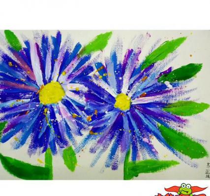 儿童植物花卉写生，矢车菊儿童画图片
