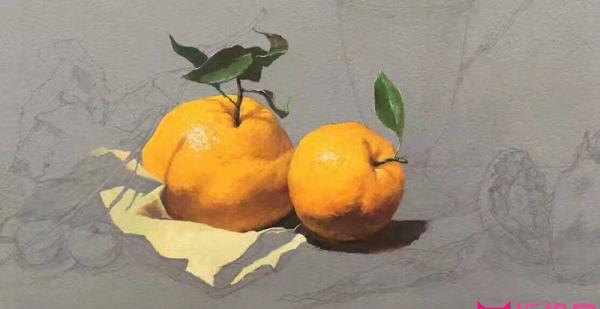 水粉静物教程，橘子的画法