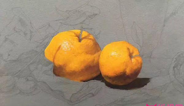 水粉静物教程，橘子的画法