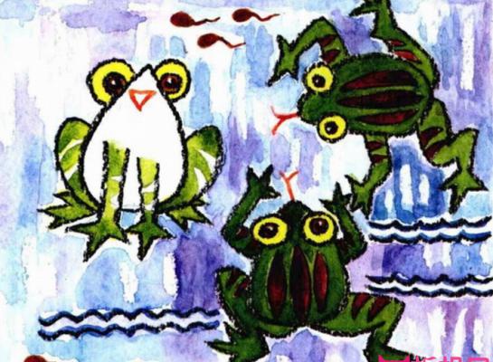 动物水彩画，青蛙水彩画图片