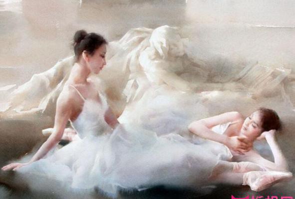 柳毅人物水彩画作品欣赏，梦中的芭蕾