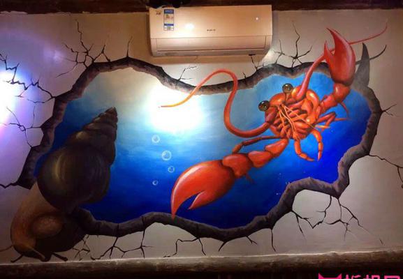 餐厅手绘壁画，海底世界