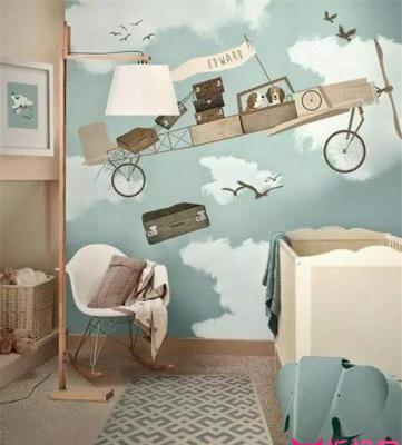 儿童卧室手绘墙，七彩童年