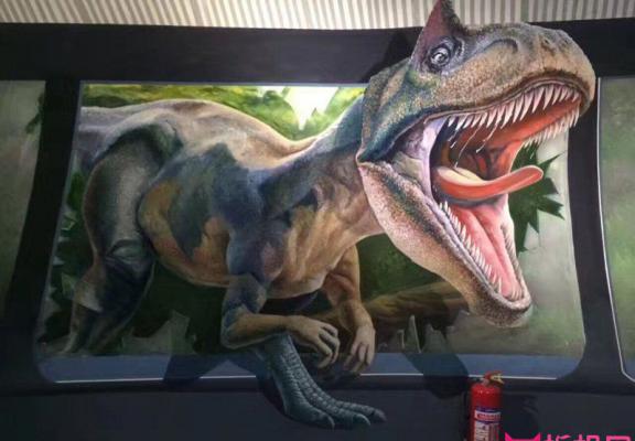幼儿园墙大型壁画，霸气的恐龙