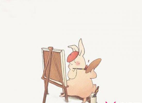 简单的手绘插画图片，可爱的小兔子