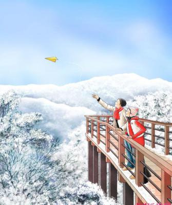 浪漫韩国手绘插画，一起去看雪吧