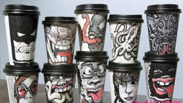 艺术涂鸦，咖啡杯和涂鸦的结合