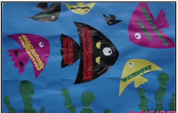 简单的儿童剪贴画，漂亮的小鱼