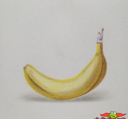 水果彩铅画步骤图，熟透的香蕉