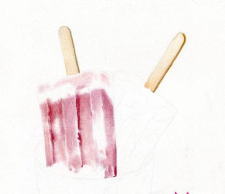 彩铅画入门教程步骤图，美味的红莓棒冰
