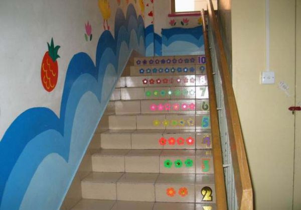 幼儿园环境布置：楼梯装饰——数字