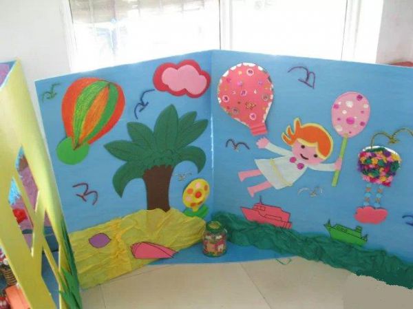 幼儿园环境布置：墙面布置——我随气球上蓝天