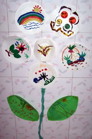 幼儿园环境布置墙面：创意纸盘树