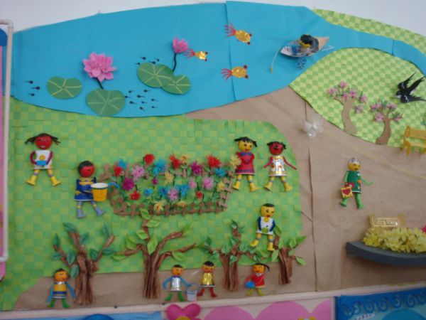 幼儿园墙面立体环境布置：春夏秋冬