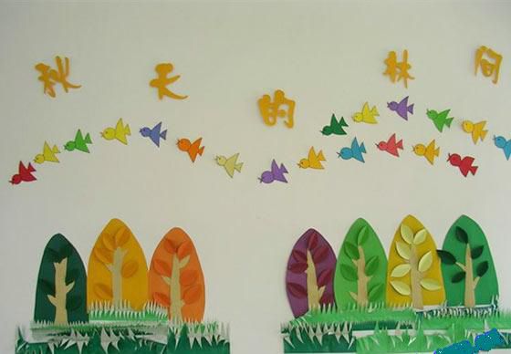 幼儿园环境布置：墙面布置——秋天的林间