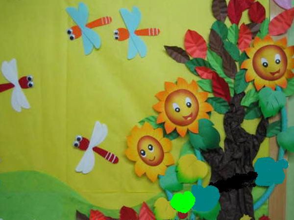 幼儿园环境布置：墙面布置——向日葵和蜻蜓