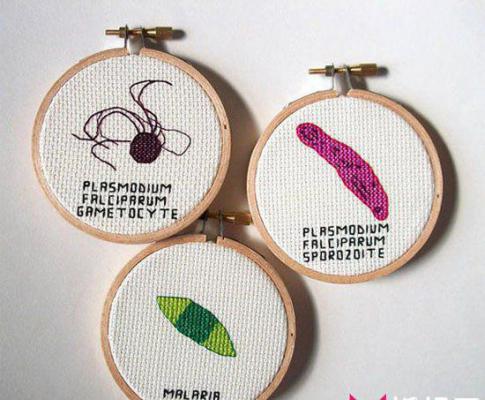 创意手工刺绣图案，个性细菌刺绣